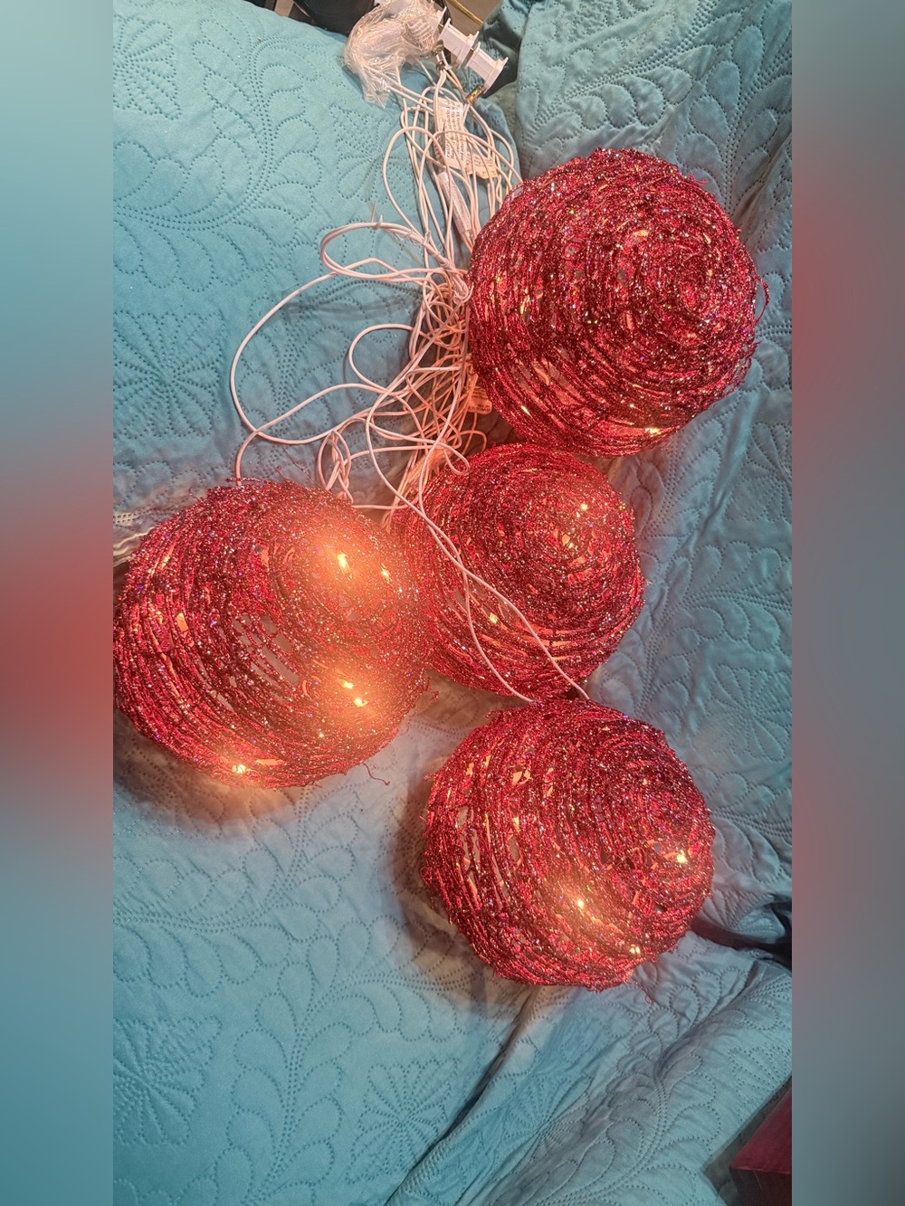 Glitter Red Orb String Lights - Sparkling Holiday Accent